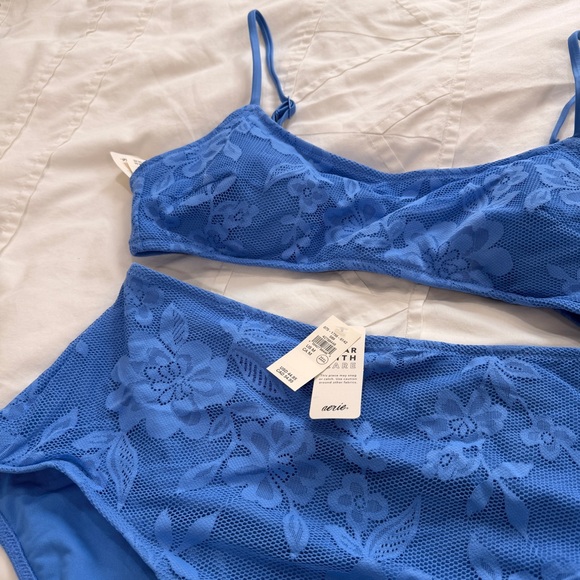 aerie Other - Aerie Blue Floral Lace Bikini Set
